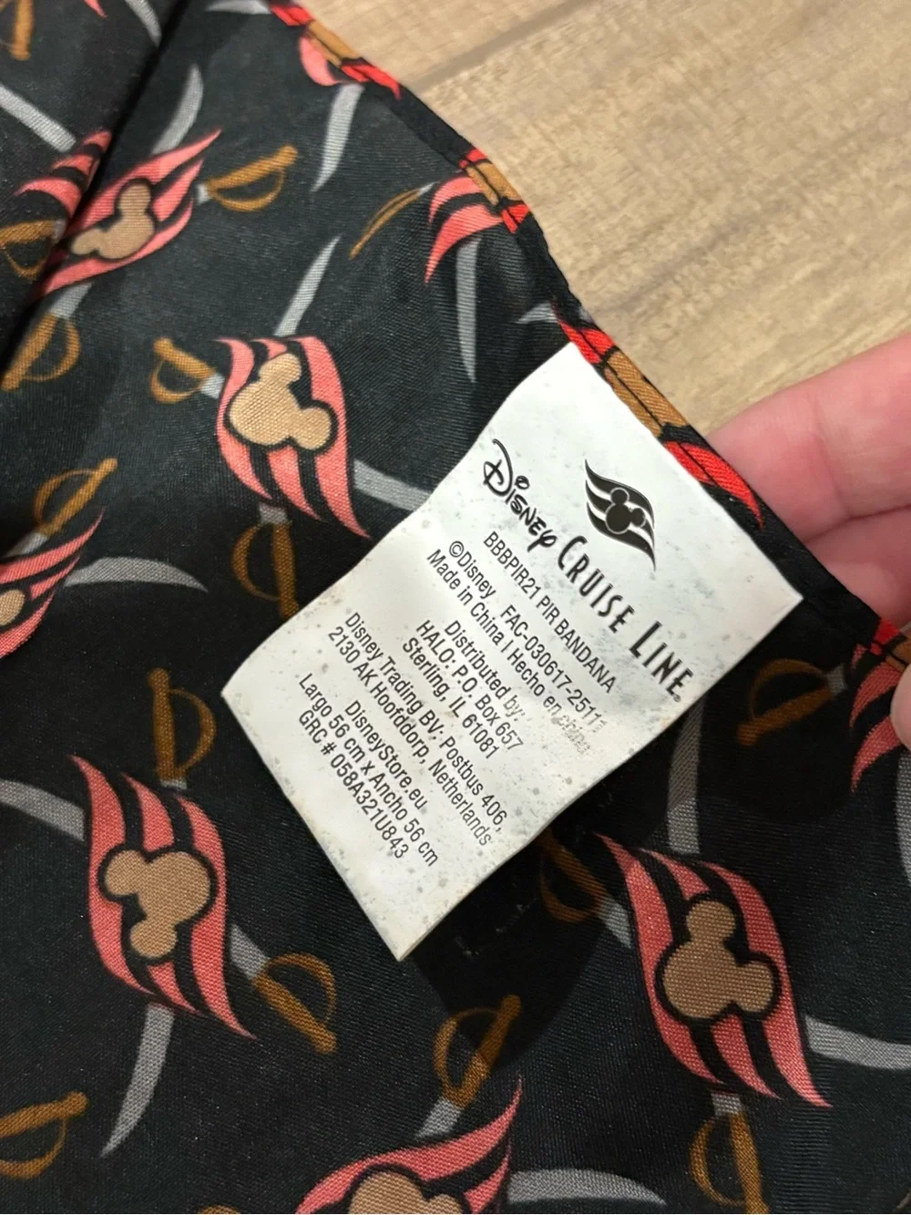 Disney Cruise Line pirate night bandana black red